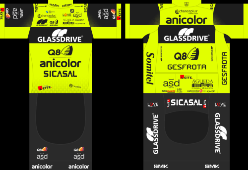 2022 Glassdrive / Q8 / Anicolor [GCT] Cycling Jersey And Bib Shorts Set