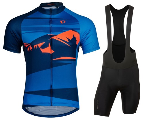 2022 Pearl Izumi Mountain Blue Cycling Jersey And Bib Shorts Set