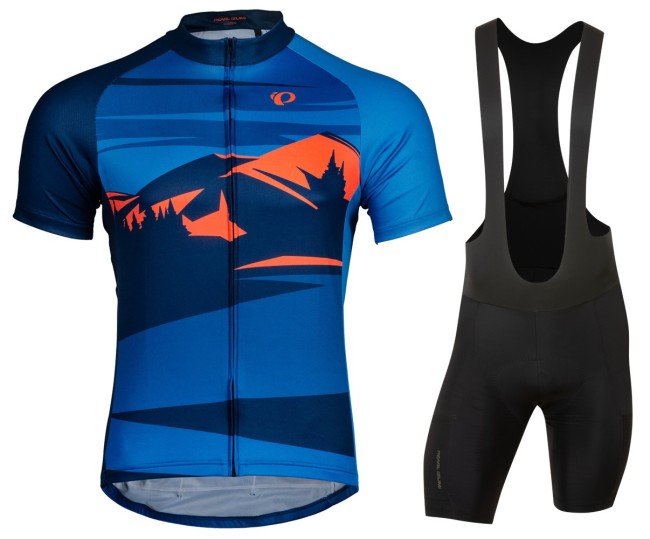 2022 Pearl Izumi Mountain Blue Cycling Jersey And Bib Shorts Set