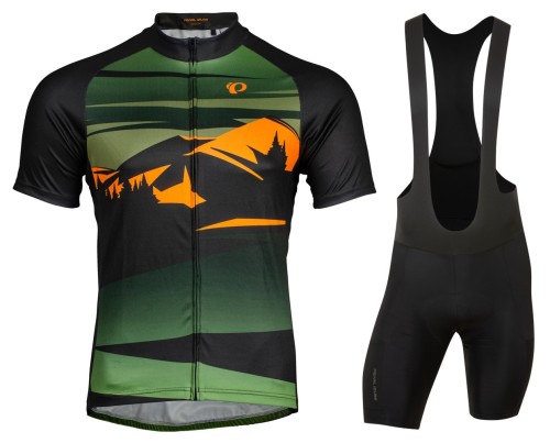 2022 Pearl Izumi Mountain Green Cycling Jersey And Bib Shorts Set