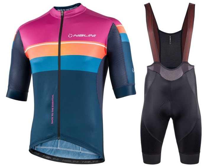 2022 Nalini New Speed Pink Blue Cycling Jersey And Bib Shorts Set