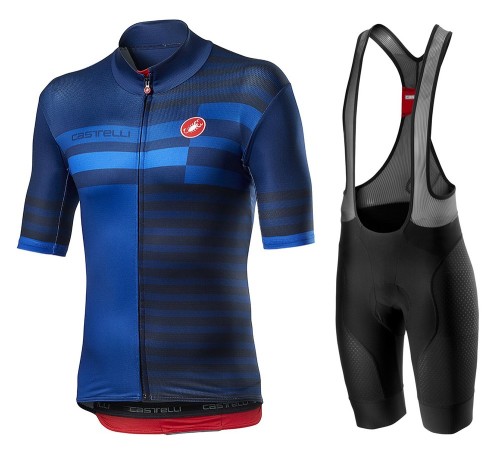 2022 Cаstelli MW Blue Cycling Jersey And Bib Shorts Set