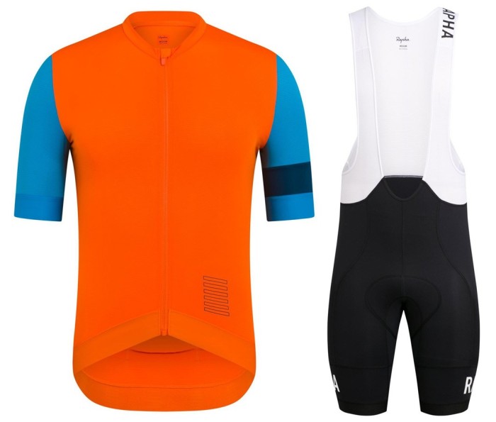 2022 Rapha Team Training Orange Cycling Jersey And Bib Shorts Set