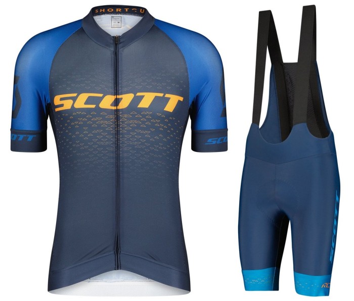 2022 Scott RC Pro Blue Cycling Jersey And Bib Shorts Set