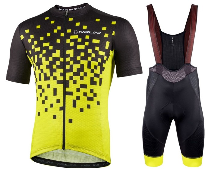 2022 Nalini Lattice Yellow Cycling Jersey And Bib Shorts Set