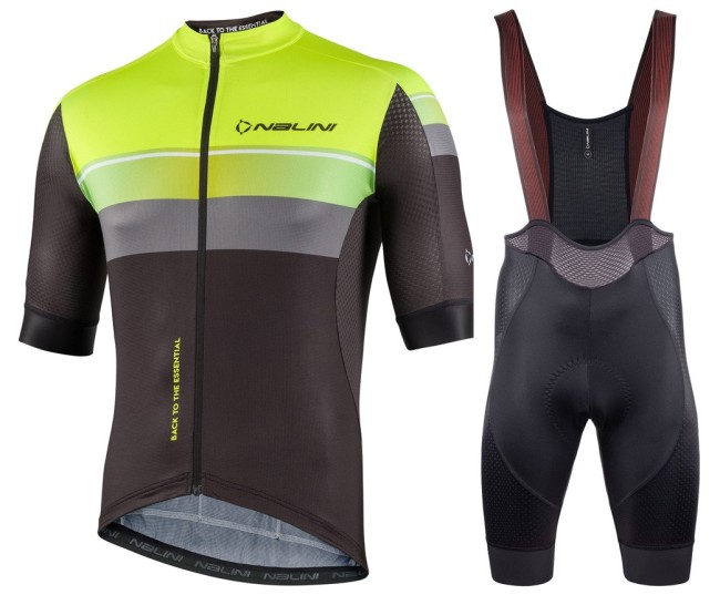 2022 Nalini New Speed Green Black Cycling Jersey And Bib Shorts Set