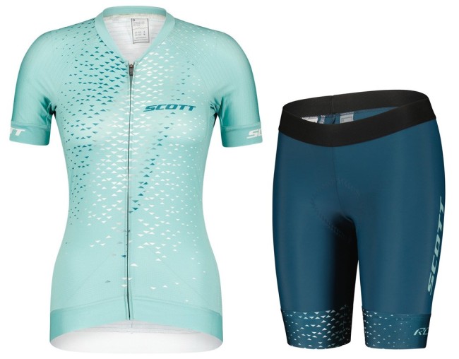 2022 Scott RC Pro Blue Women Cycling Jersey And Bib Shorts Set