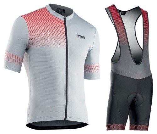 2022 Northwave Origin Grey Red Cycling Jersey And Bib Shorts Set