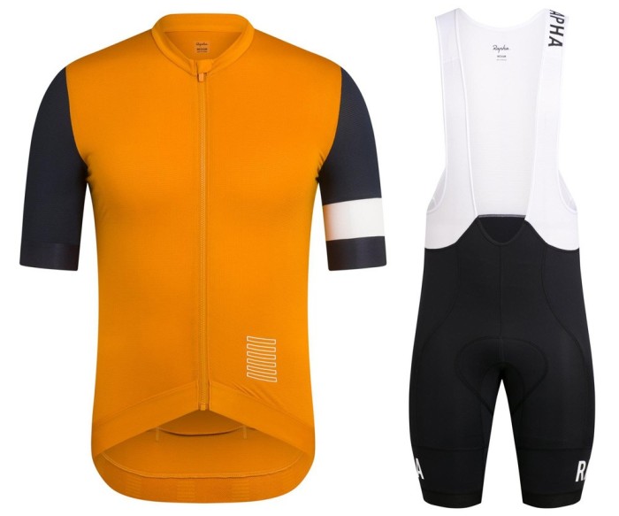 2022 Rapha Team Training Yellow Cycling Jersey And Bib Shorts Set