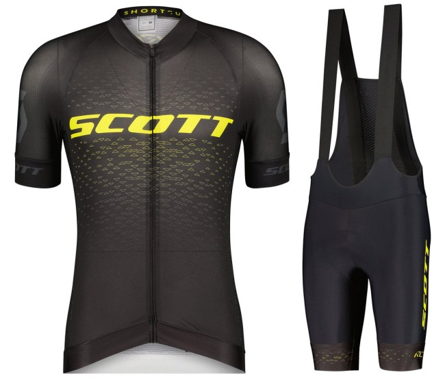 2022 Scott RC Pro Black Yellow Cycling Jersey And Bib Shorts Set