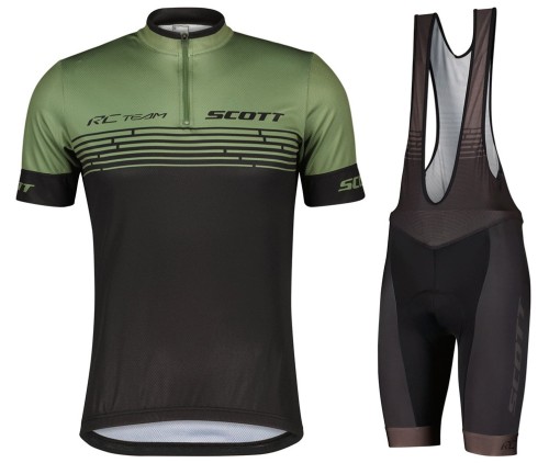 2022 Scott RC Team 2.0 Black Green Cycling Jersey And Bib Shorts Set