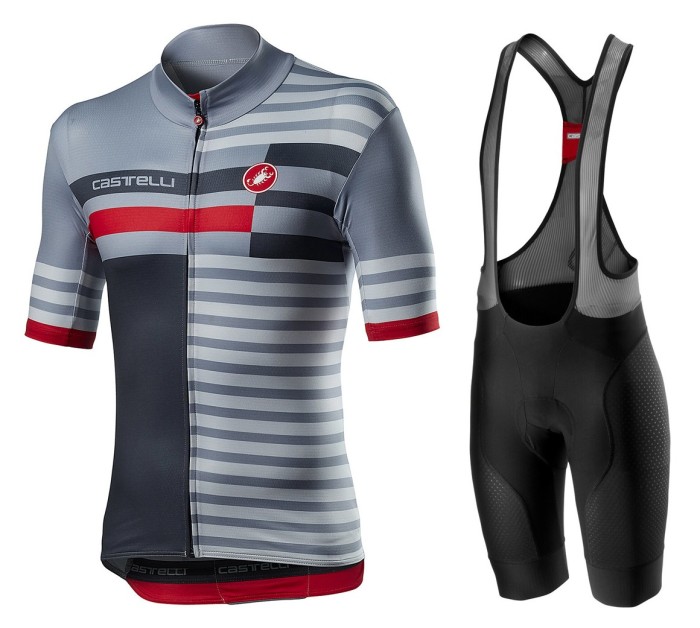 2022 Cаstelli MW Grey Cycling Jersey And Bib Shorts Set