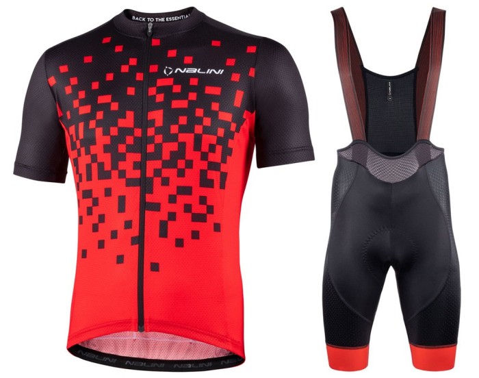 2022 Nalini Lattice Red Cycling Jersey And Bib Shorts Set