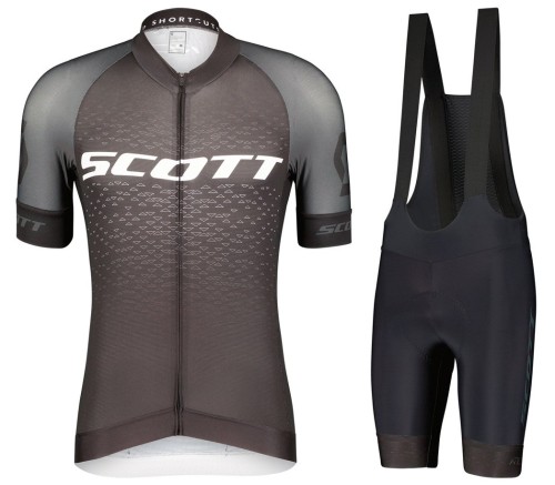 2022 Scott RC Pro Black Grey Cycling Jersey And Bib Shorts Set