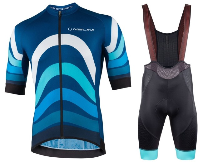 2022 Nalini Kurzarmtrikot Stripes Blue Cycling Jersey And Bib Shorts Set