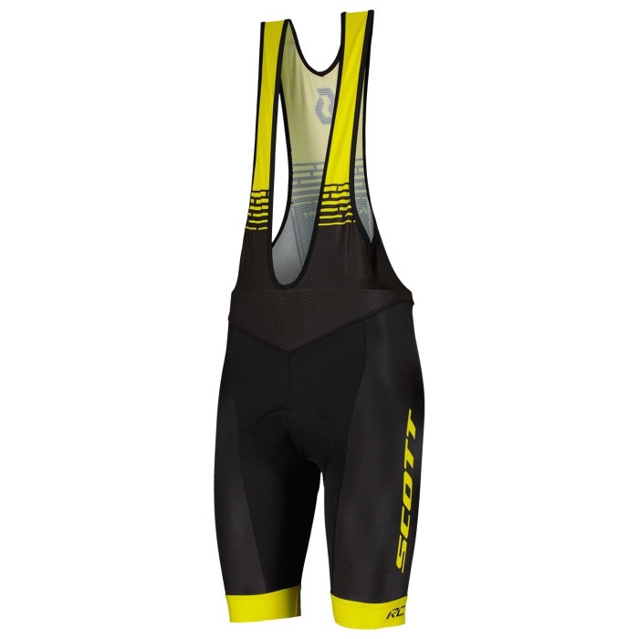 2022 Scott RC Team 2.0 Black Yellow Cycling Jersey And Bib Shorts Set