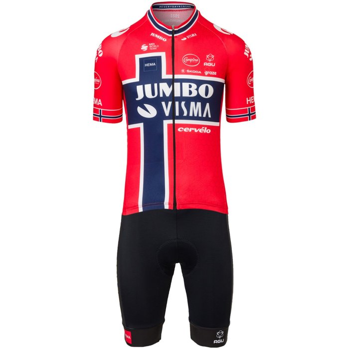 2022 TEAM JUMBO-VISMA KURZARMTRIKOT PREMIUM AERO Cycling Jersey And Bib Shorts Set