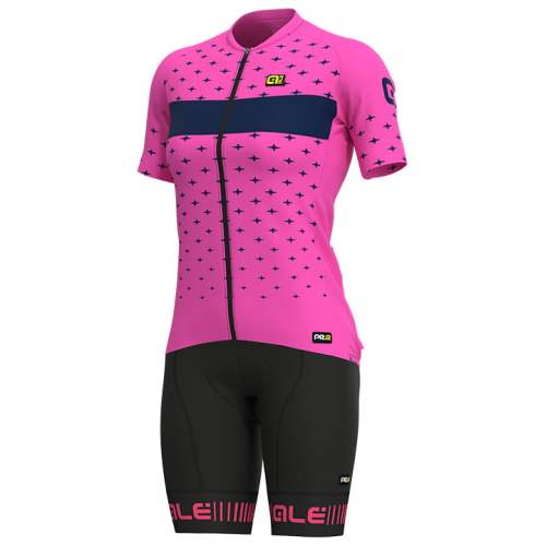 2022 ALÉ STARS WOMEN'S SETCycling Jersey And Bib Shorts Set NEON-PINK