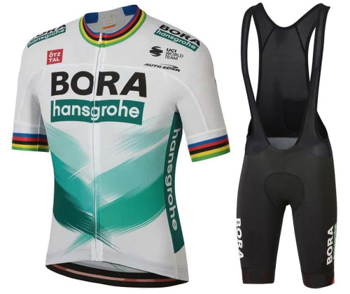 2020 BORA-hansgrohe Team Cycling Short Sleeve Jersey And Bib Shorts Set-White