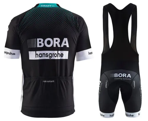 2017 Team Bora Hansgrohe Black Cycling Jersey And Bib Shorts Set