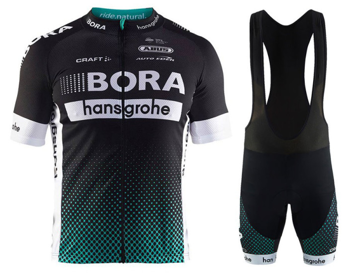 2017 Team Bora Hansgrohe Black Cycling Jersey And Bib Shorts Set