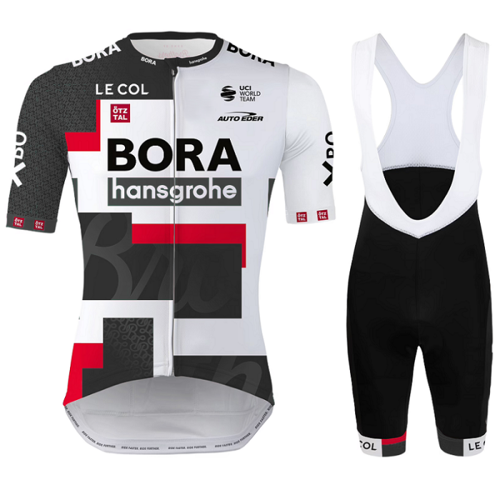 2022 BORA-HANSGROHE KURZARMTRIKOT Cycling Short Sleeve Jersey And Bib Shorts Set Le Col Professional Cycling Team Black