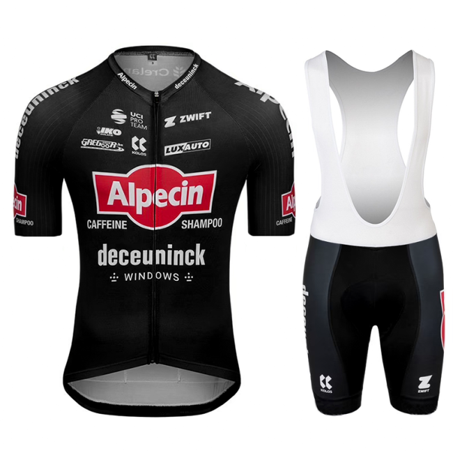 2022 ALPECIN-DECEUNINCK Black Cycling Short Sleeve Jersey And Bib Shorts Set