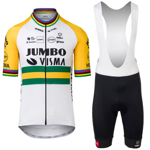 2022 New JUMBO-VISMA Team Cycling Jersey And Bib Shorts Set - Green/Yellow