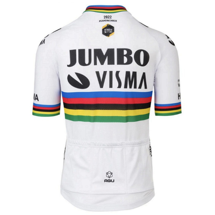 2022 New JUMBO-VISMA Team Cycling Jersey And Bib Shorts Set - White