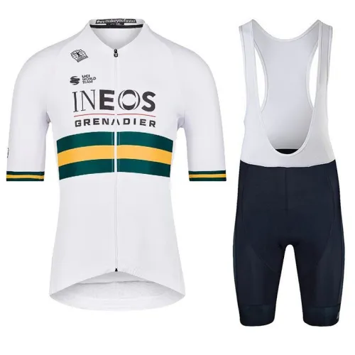 2022 New INEOS Australia Team Mens Cycling Short Sleeve Jersey And Bib Short Kit