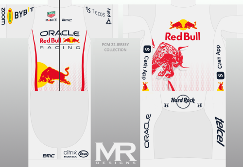 2022 RedBull Team Cycling Short Sleeve Jersey And Bib Shorts Set-White/Red