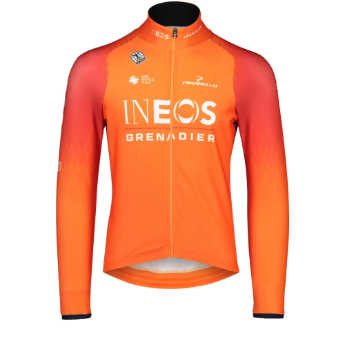 2022 INEOS GRENADIER Team Thermal Fleece Cycling Jersey And Bib Pants Set-Orange