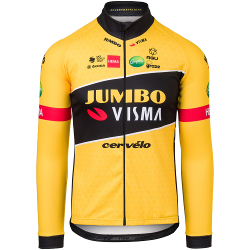 2022 JUMBO-VISMA Team Thermal Fleece Cycling Jersey And Bib Pants Set