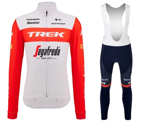 2023 TREK SEGAFREDO Team Thermal Fleece Cycling Jersey And Bib Pants Set