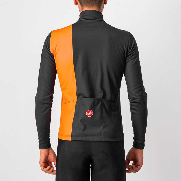 2023 Castelli Orange Thermal Fleece Cycling Long Sleeve Jersey