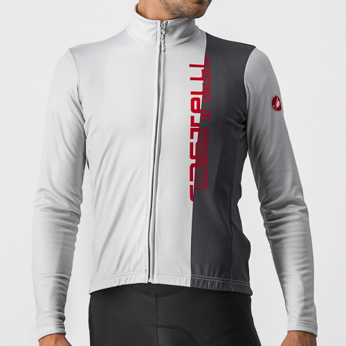 2023 Castelli White Thermal Fleece Cycling Long Sleeve Jersey