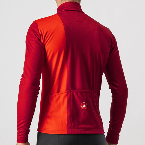 2023 Castelli Red Thermal Fleece Cycling Long Sleeve Jersey