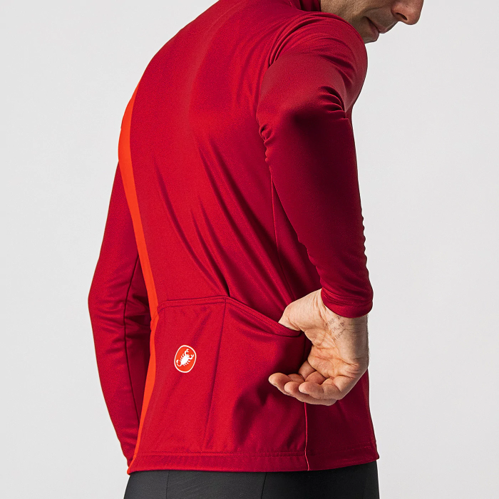 2023 Castelli Red Thermal Fleece Cycling Long Sleeve Jersey