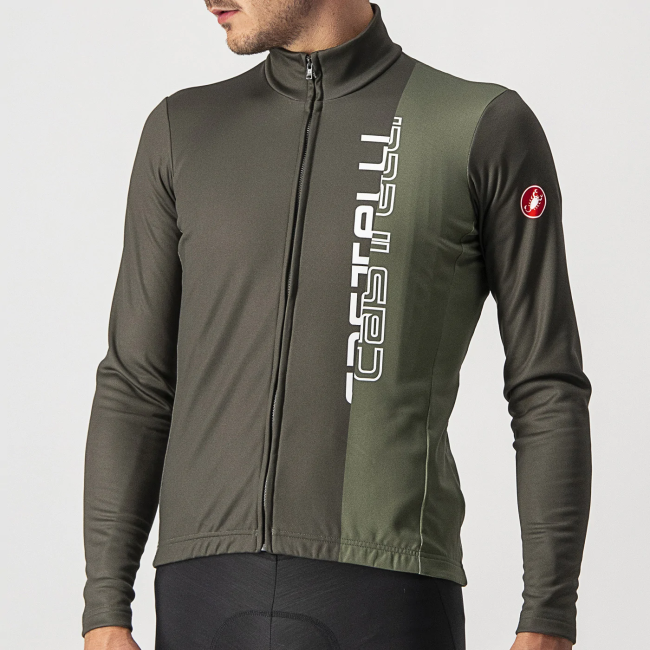 2023 Castelli Green Thermal Fleece Cycling Long Sleeve Jersey