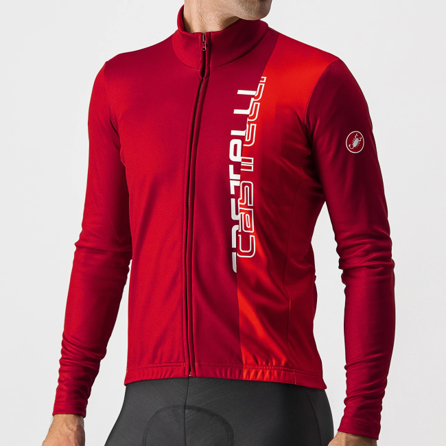 2023 Castelli Red Thermal Fleece Cycling Long Sleeve Jersey