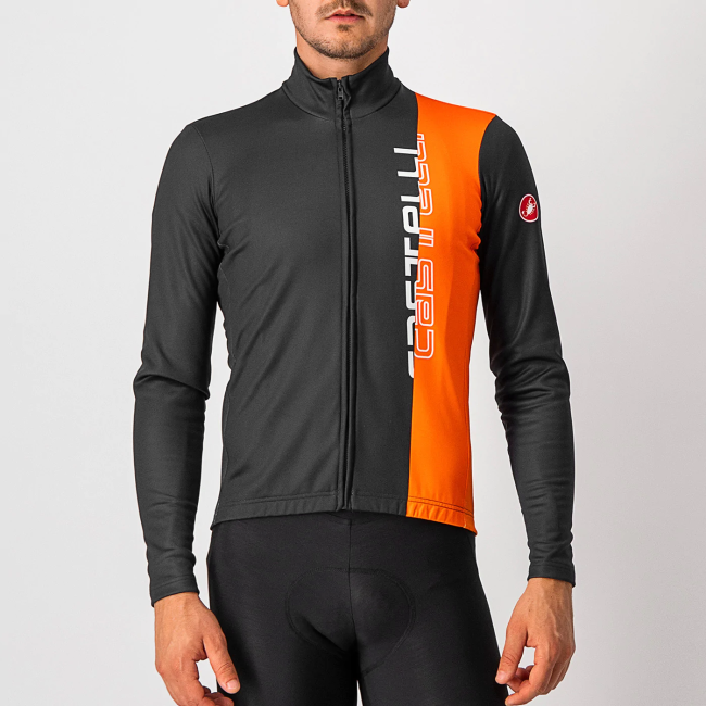 2023 Castelli Orange Thermal Fleece Cycling Long Sleeve Jersey