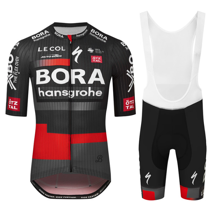 BORA-HANSGROHE SHORT SLEEVE JERSEY AND BIB SHORTS RACE 2023 BLACK