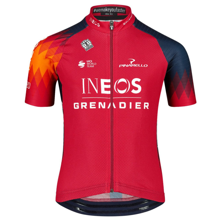 2023 New KINDERSET INEOS GRENADIERS Mens Cycling Short Sleeve Jersey And Bib Short Kit RED - DARK BLUE