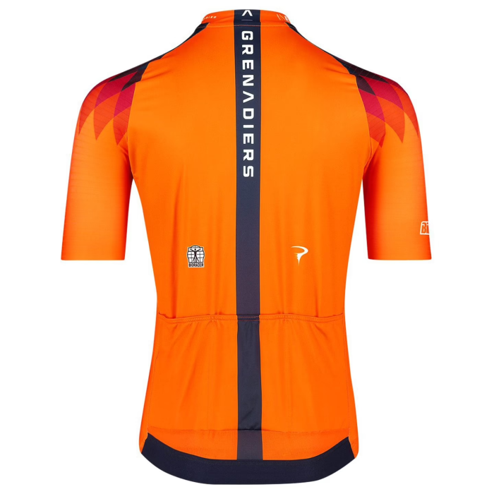 2023 New KINDERSET INEOS GRENADIERS Mens Cycling Short Sleeve Jersey And Bib Short Kit ORANGE - DARK BLUE