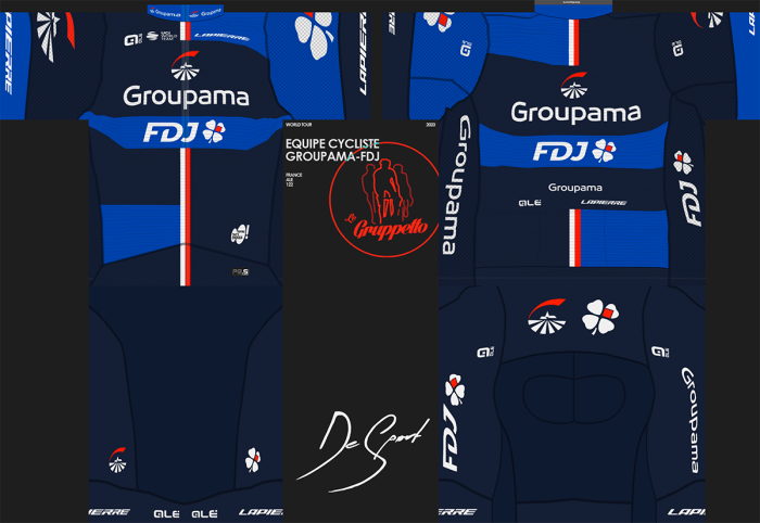 2023 Groupama - FDJ Cycling Short Sleeve Jersey And Bib Shorts Set