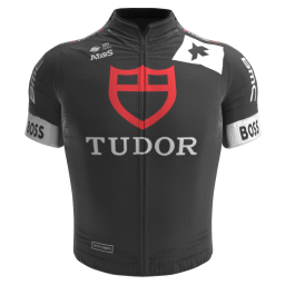 2023 Tudor Pro Cycling Team Black Cycling Short Sleeve Jersey And Bib Shorts Set