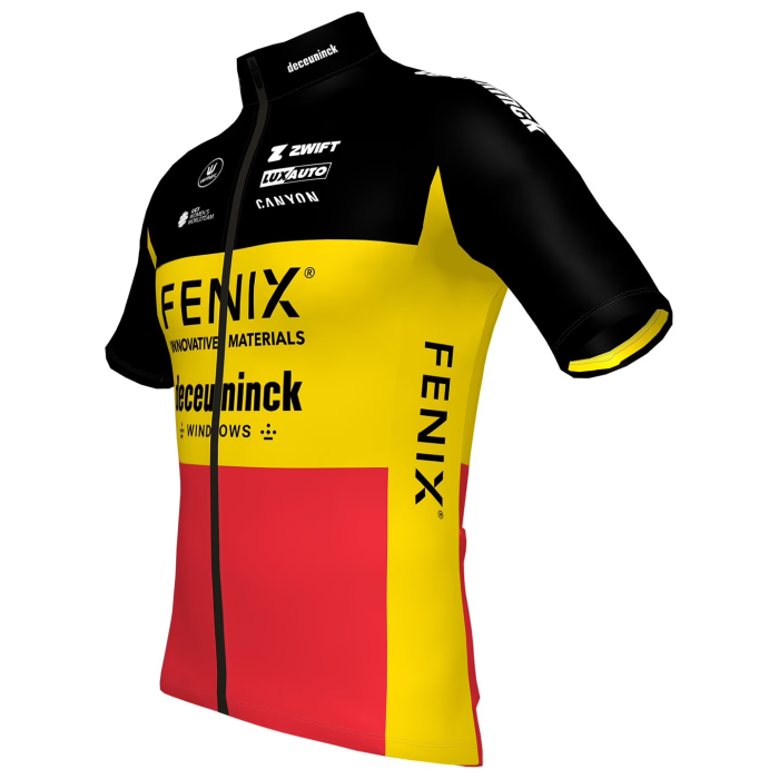 2023 Team FENIX-DECEUNINCK BELGIAN CHAMPION MEN'S Cycling Short Sleeve Jesey And Bib Shorts Set