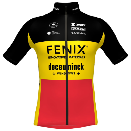 2023 Team FENIX-DECEUNINCK BELGIAN CHAMPION MEN'S Cycling Short Sleeve Jesey And Bib Shorts Set