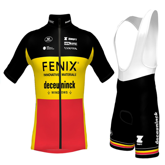 2023 Team FENIX-DECEUNINCK BELGIAN CHAMPION MEN'S Cycling Short Sleeve Jesey And Bib Shorts Set