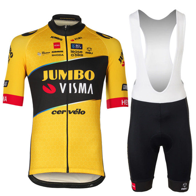 2023 TEAM JUMBO-VISMA CYCLING SHORT SLEEVE JERSEY And Bib Shorts Set  JONAS VINGEGAARD YELLOW